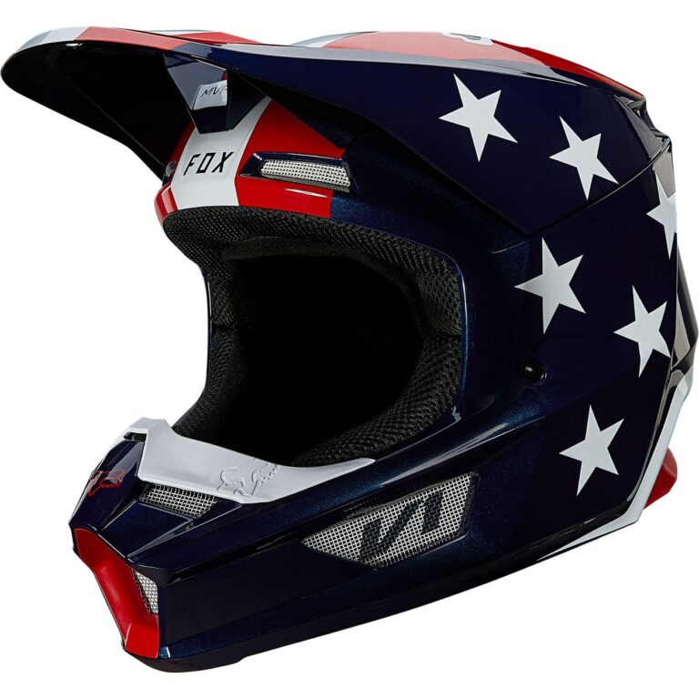 Мотошлем FOX V1 Ultra White/Red/Blue